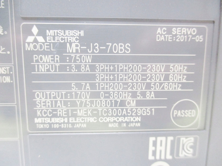 MITSUBISHI ELECTRIC MR-J3-70BS UNMP