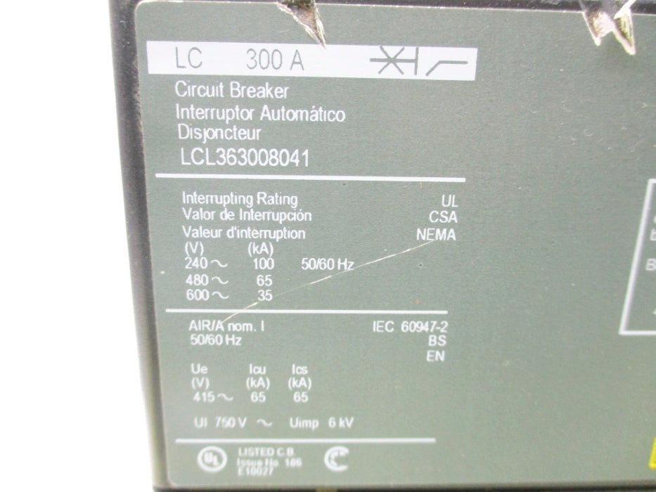 SQUARE D LCL363008041 240/600V 300A (AS PICTURED) NUPI