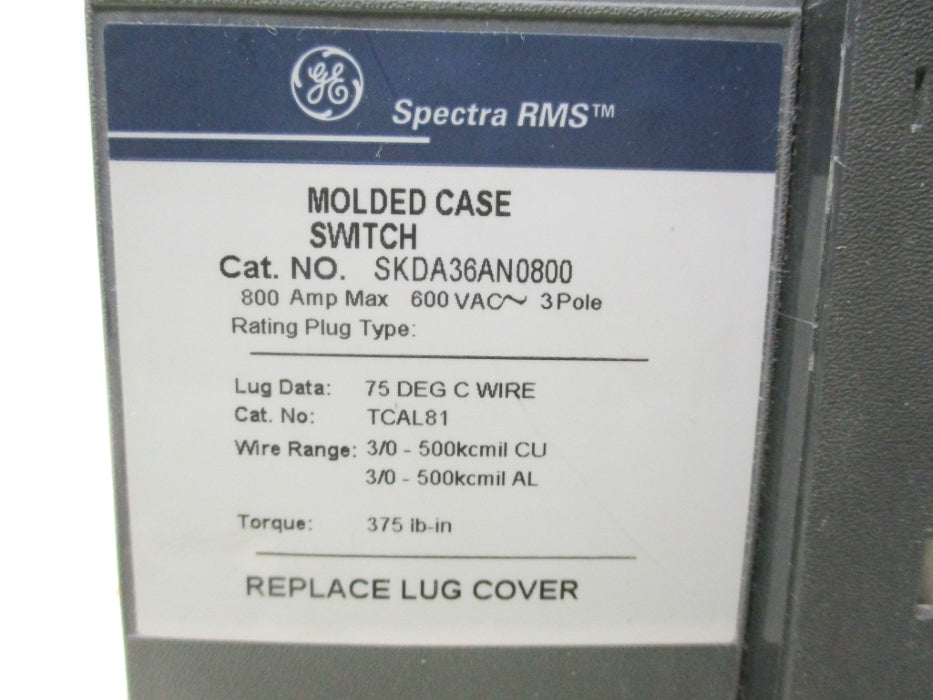 GENERAL ELECTRIC SKDA36AN0800 800A 600VAC (AS PICTURED) NSNP