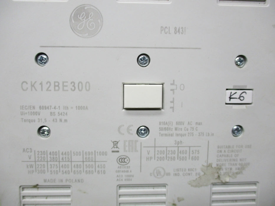 GENERAL ELECRTRIC CK12BE300 600V NSNP