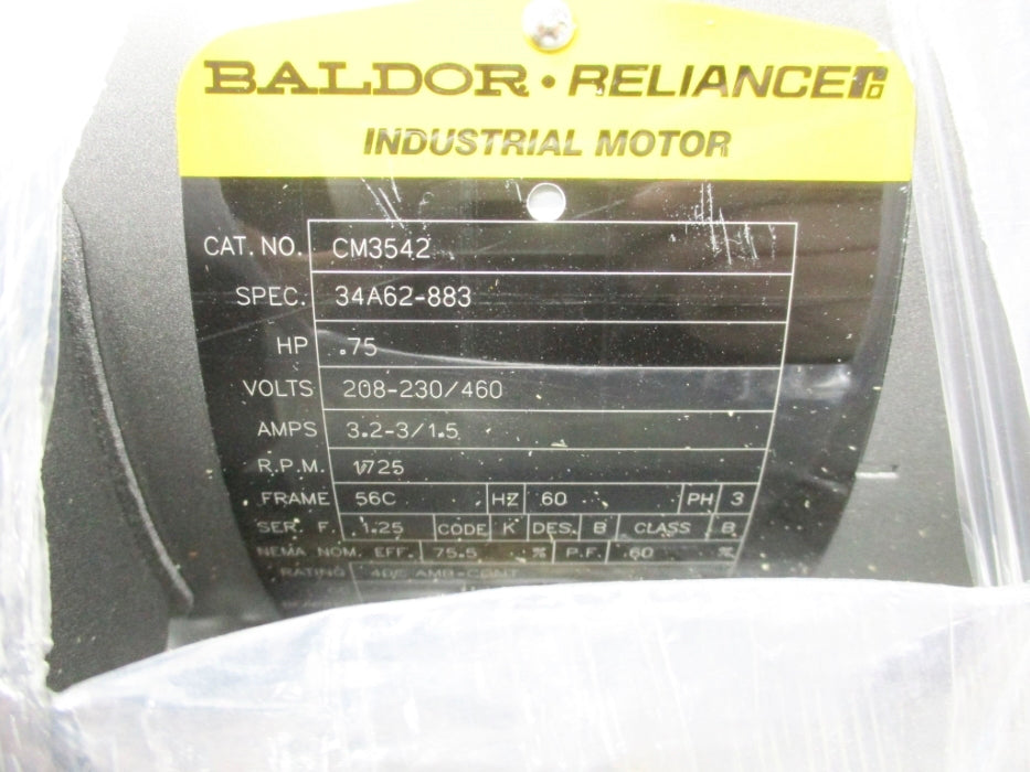 BALDOR CM3542 SER. F 208/460V 1.5/3.2-3A NSMP