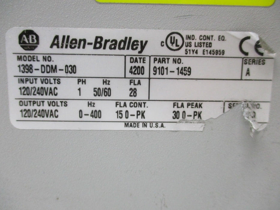 ALLEN BRADLEY 1398-DDM-030 SER. A UNMP