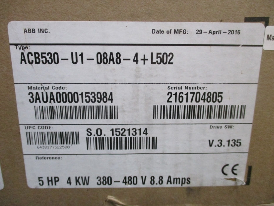 BALDOR ACB530-U1-08A8-4+L502 NSMP