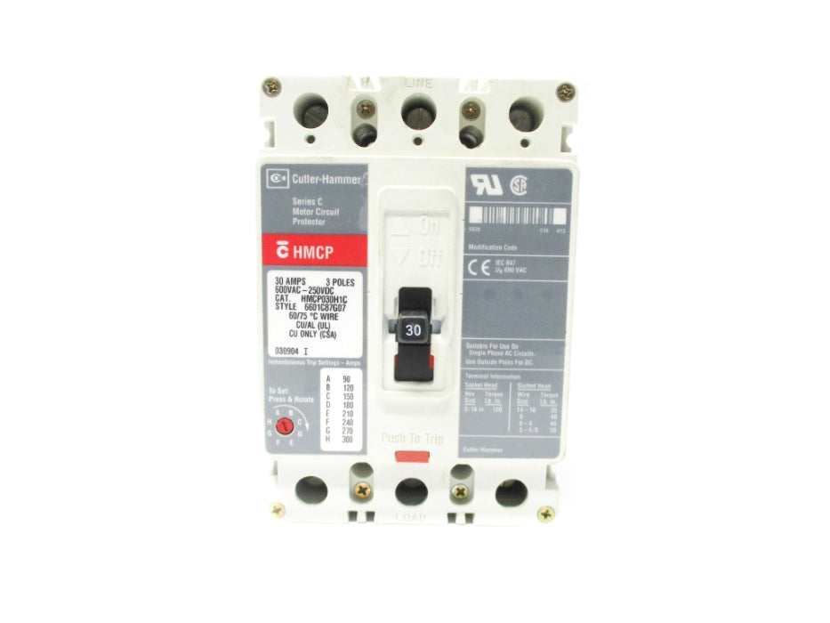 CUTLER HAMMER HMCP030H1C SER. C 30A 600VAC (AS PICTURED) NSNP