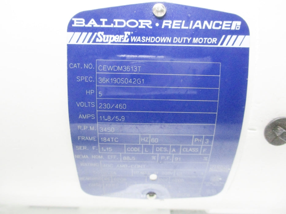 BALDOR CEWDM3613T 36K190S042G1 230/460V 11.8/5.9A NSNP