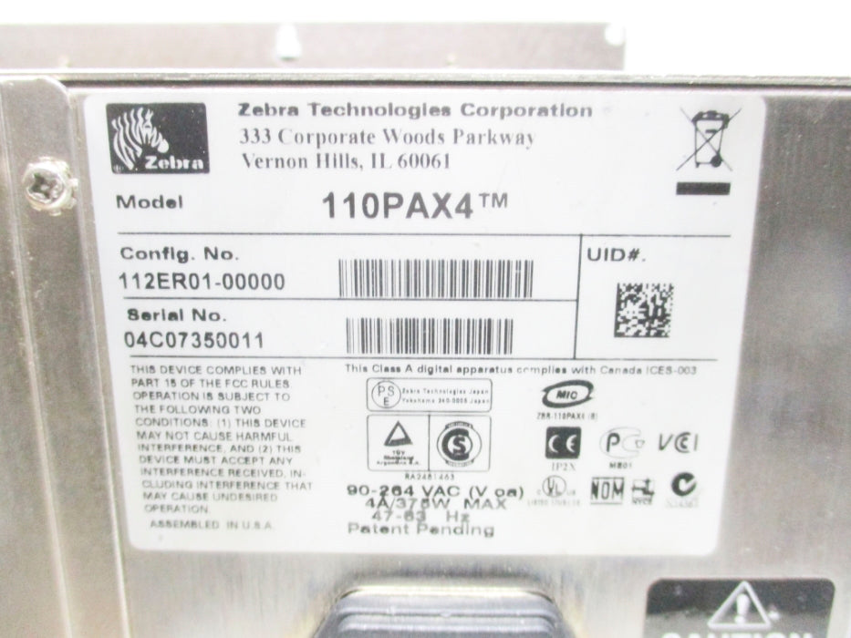 ZEBRA 112ER01-00000 (AS PICTURED) NSMP