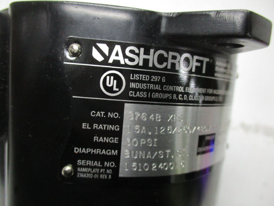 ASHCROFT B764BXFS 480VAC 15A 30PSI NSMP