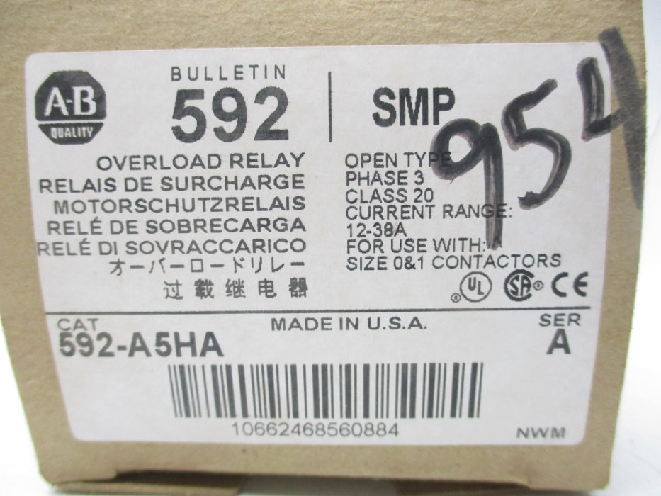 ALLEN BRADLEY 592-A5HA SER. A 12-38A (BR/WH) NSMP