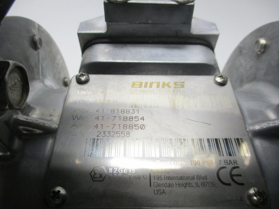BINKS GEMINI 41-818831 100PSI NSMP