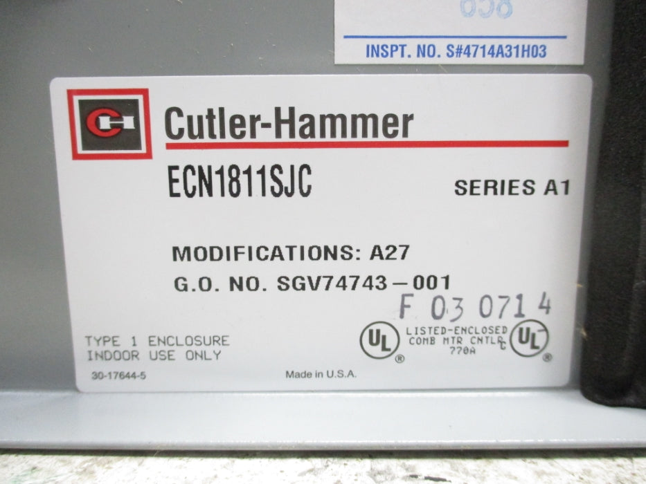 CUTLER HAMMER ECN1811SJC-A27 SER. A1 NSMP
