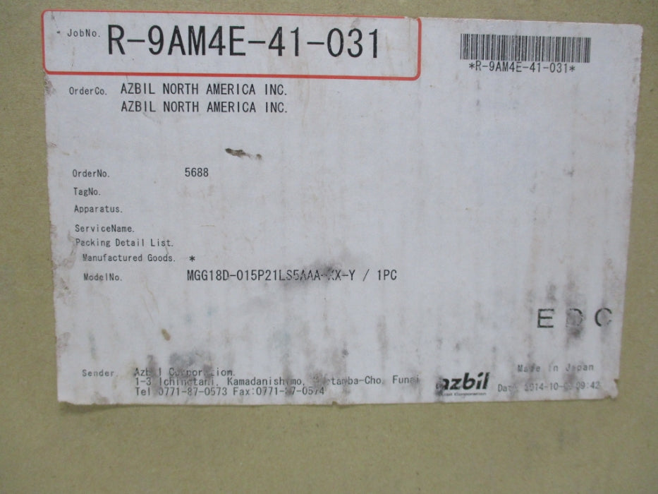 AZBIL MGG18D-015P21LS5AAA-XX-Y NSFS
