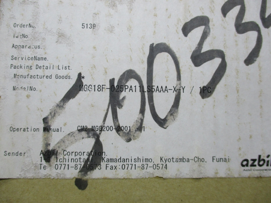 AZBIL MGG18F-025PA11LS5AAA-X-Y NSFS