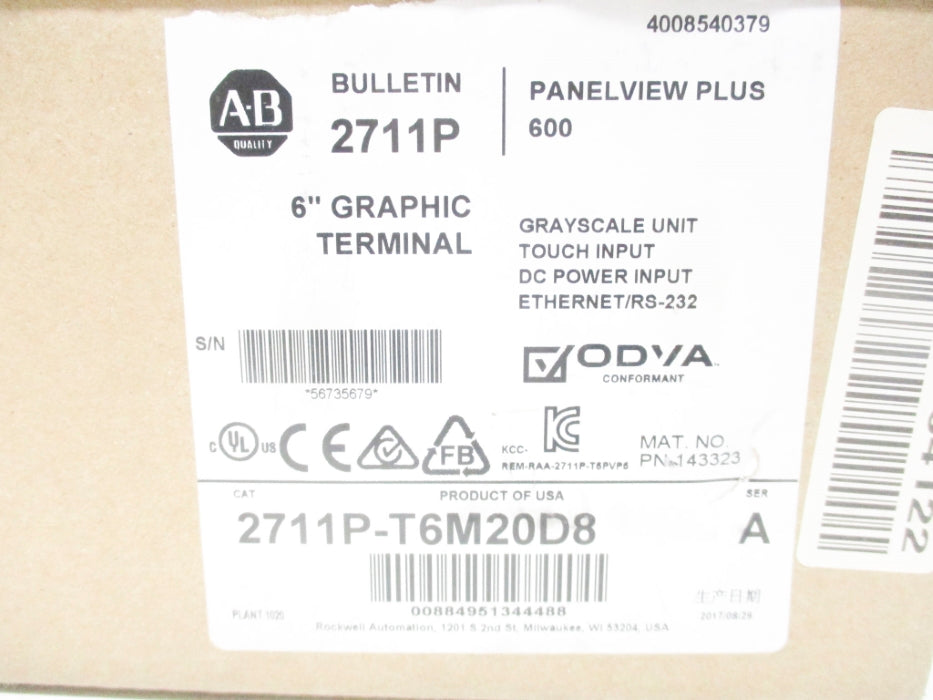 ALLEN BRADLEY 2711P-T6M20D8 SER. A NSMP