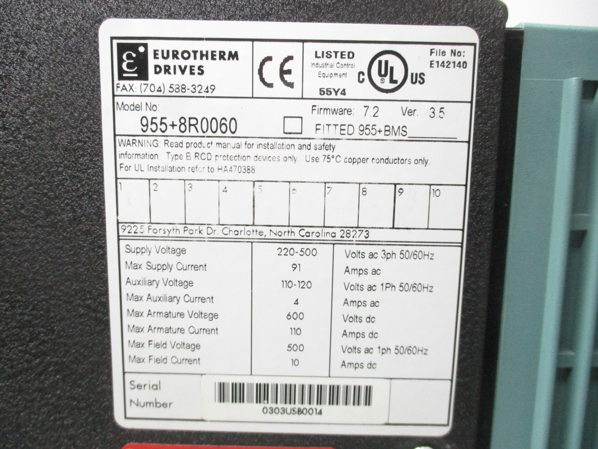 EUROTHERM DRIVES 955+8R0060 UNMP
