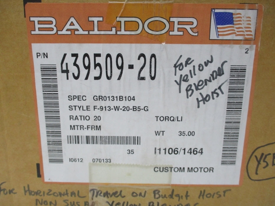 BALDOR 439509-20 F-913-W-20-B5-G NSMP