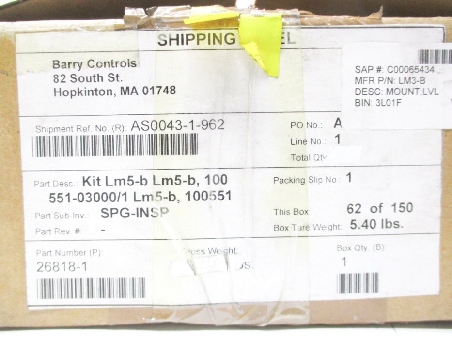 BARRY CONTROLS LM5-B 26818-1 NSMP