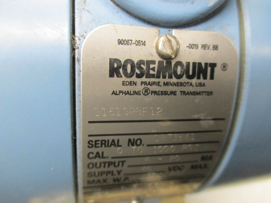 ROSEMOUNT 1151GP8E12 1000PSI UNMP