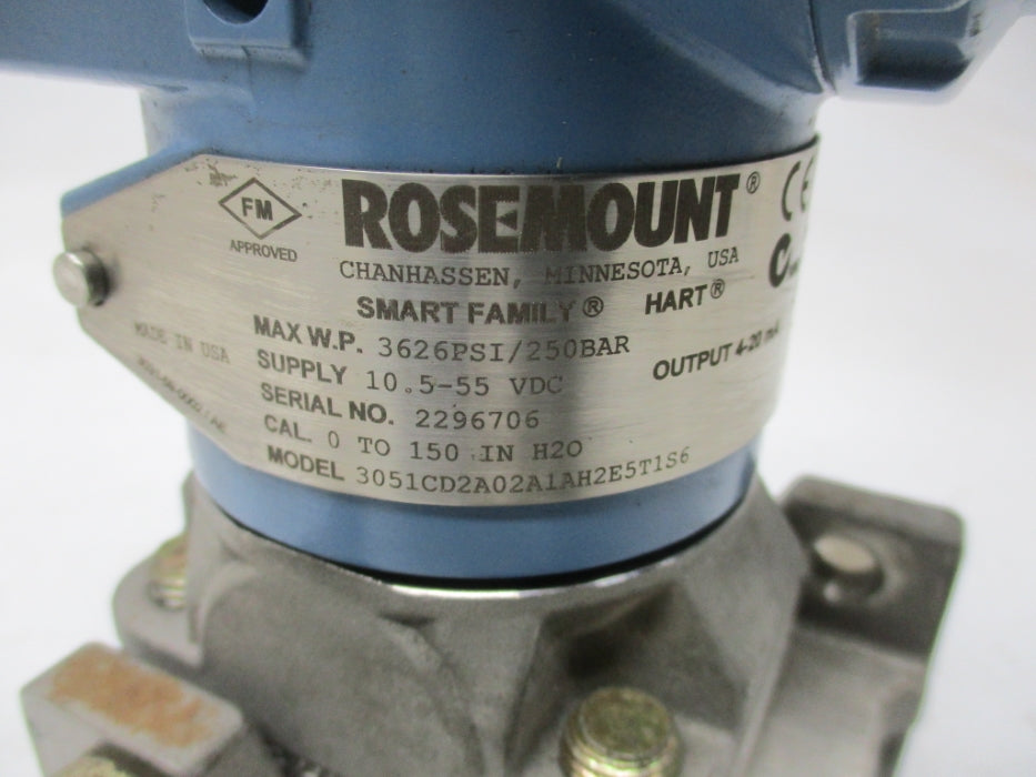 ROSEMOUNT 3051CD2A02A1AH2E5T1S6 3626PSI UNMP