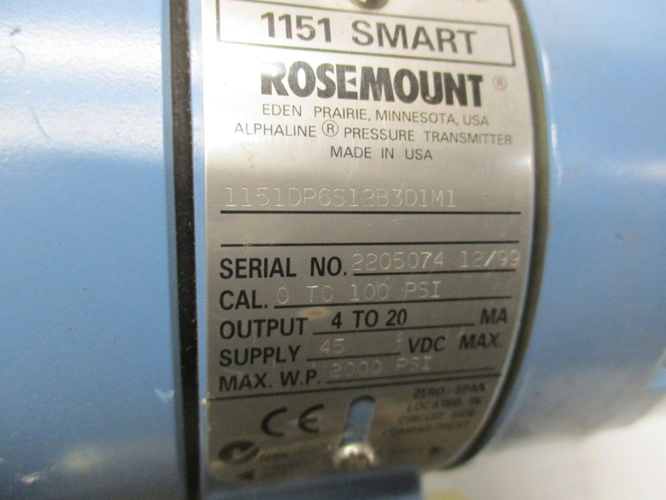 ROSEMOUNT 1151DP6S12B3D1M1 2000PSI NSNP