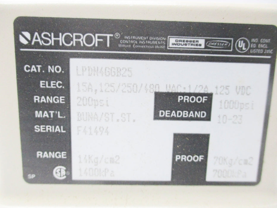 ASHCROFT LPDN4GGB25 200PSI NSMP