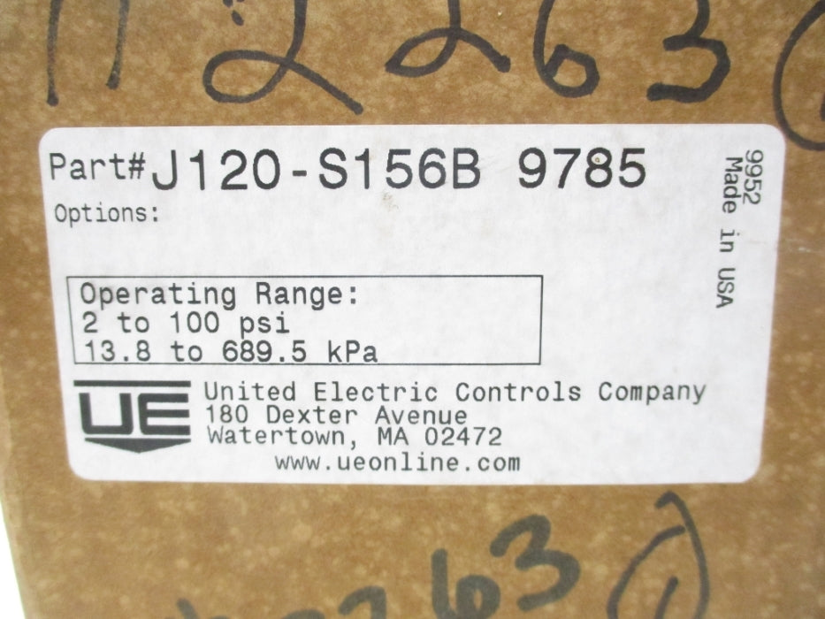 UNITED ELECTRIC J120-S156B 2-100PSI NSFS