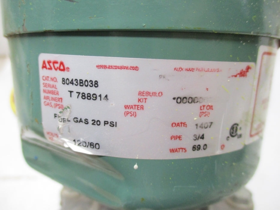 ASCO 8043B038 110/120V 20PSI (AS PICTURED) UNMP