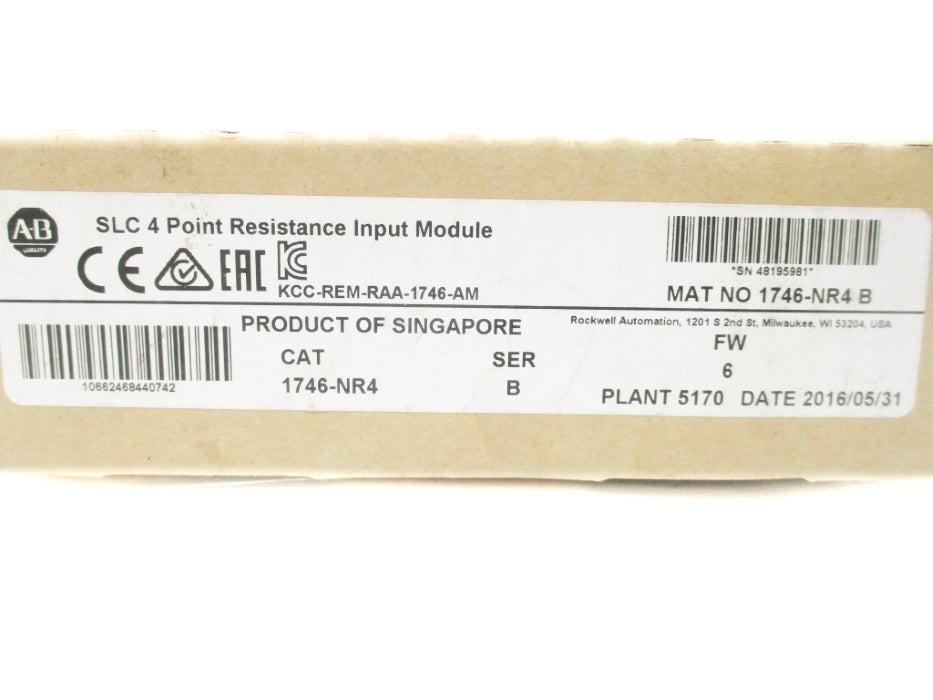ALLEN BRADLEY 1746-NR4 SER. B F/W 6 NSMP