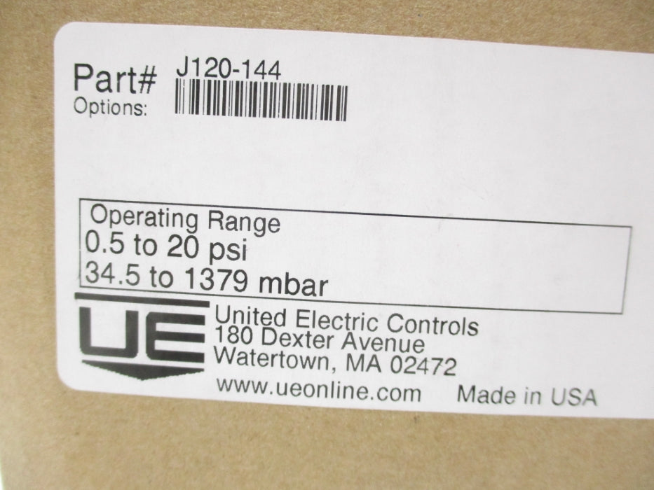 UNITED ELECTRIC J120-144 480VAC 15A .5-20PSI NSMP