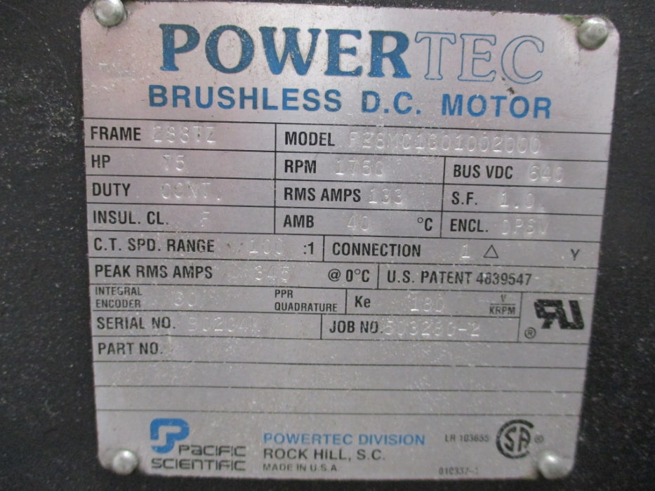 POWERTEC F28MC1G01002000 75 HP UNMP