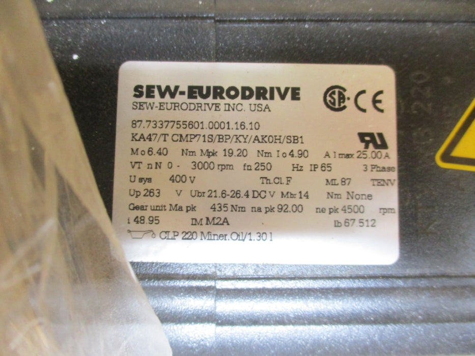 SEW EURODRIVE KA47/TCMP71S/BP/KY/AK0H/SB1 NSMP