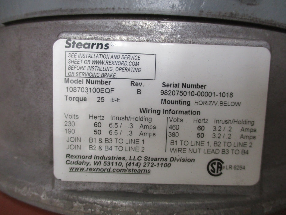 GENERAL ELECTRIC 215TFCZ 5KR215SAA322F2 W/ STEARNS NSMP