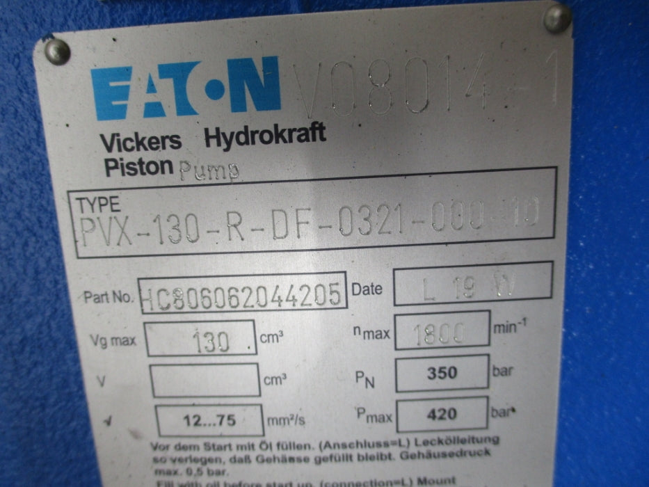 EATON PVX-130-R-DF-0321-000-10 HC806062044205 NSNP
