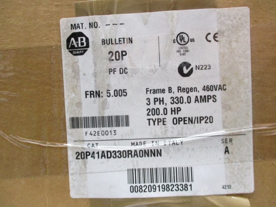 INDUSTRIAL SPARE PART 20P41AD330RA0NNN SER. A FRN: 5.005 NSMP