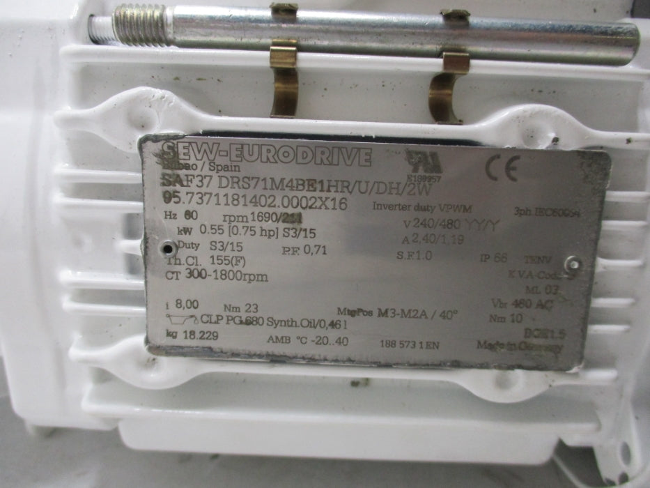 SEW EURODRIVE SAF37DRS71M4BE1HR/U/DH/2W (B) NSNP