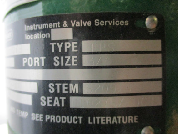 FISHER TYPE HPS W/ 667 ACTUATOR 3/4" NSNP