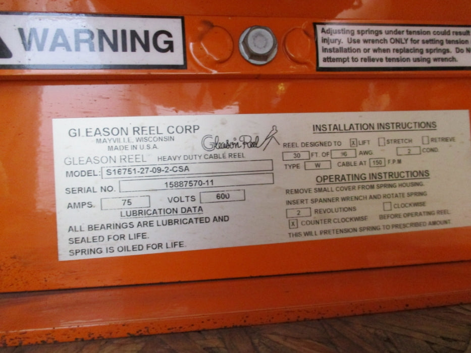 GLEASON REEL CORP S16751-27-09-2-CSA UNMP
