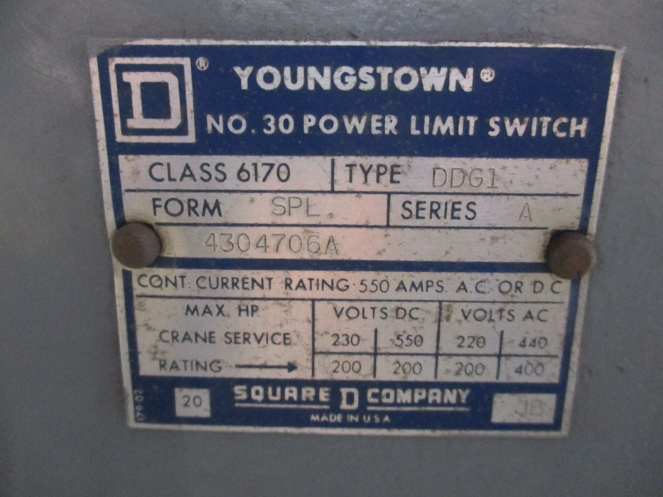 SQUARE D YOUNGSTOWN 6170DDG1 SER. A 220/440VAC 550A NSNP