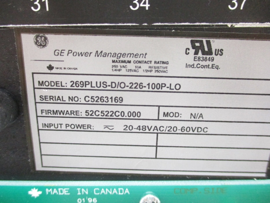 GENERAL ELECTRIC  269PLUS-D/O-226-100P-LO NSMP