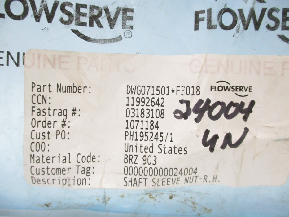 FLOWSERVE DWG071501*F3018 NSNP