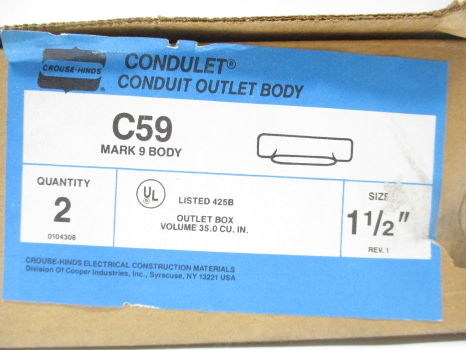 CROUSE HINDS C59 (PKG OF 2) NSMP