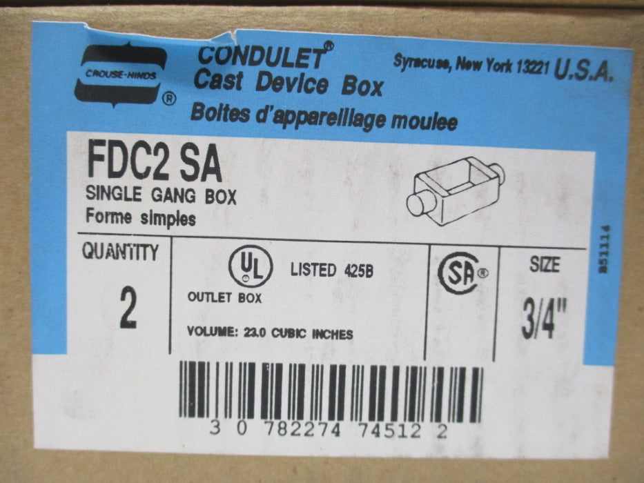 CROUSE HINDS FDC2SA (PKG OF 2) NSMP