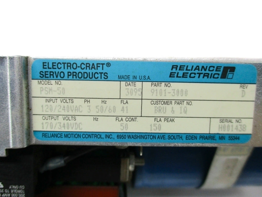 RELIANCE ELECTRIC PSM-50 9101-3000 UNMP