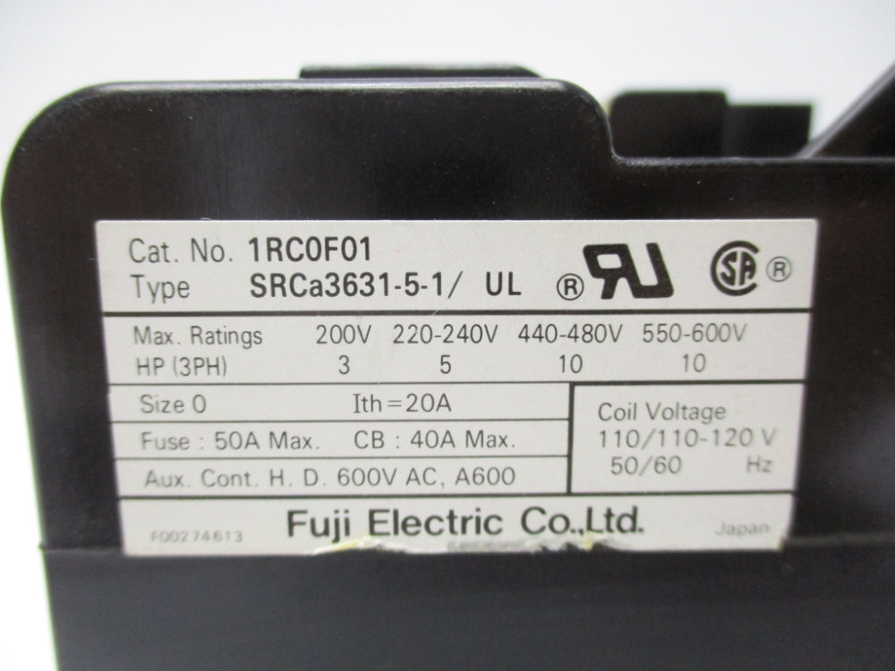 FUJI ELECTRIC 1RC0F01 SRCa3631-5-1/UL  600VAC NSNP