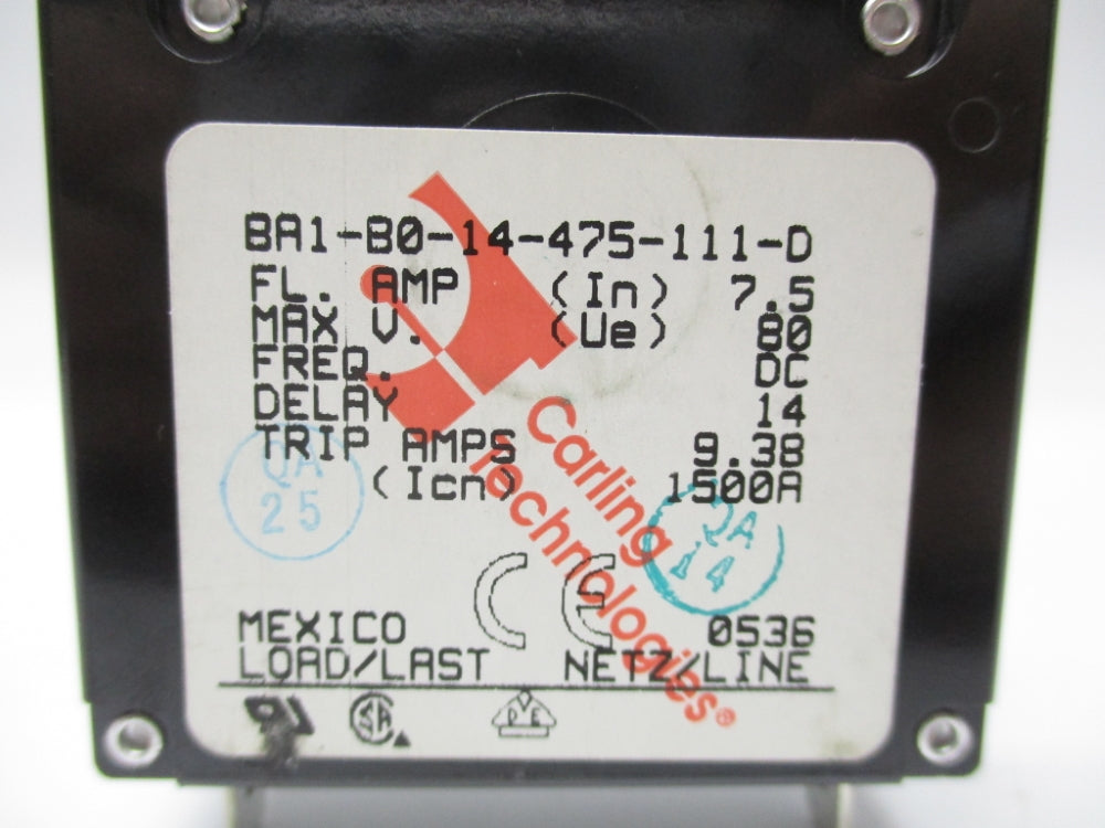CARLING TECHNOLOGIES BA1-B0-14-475-111-D 7.5A NSNP