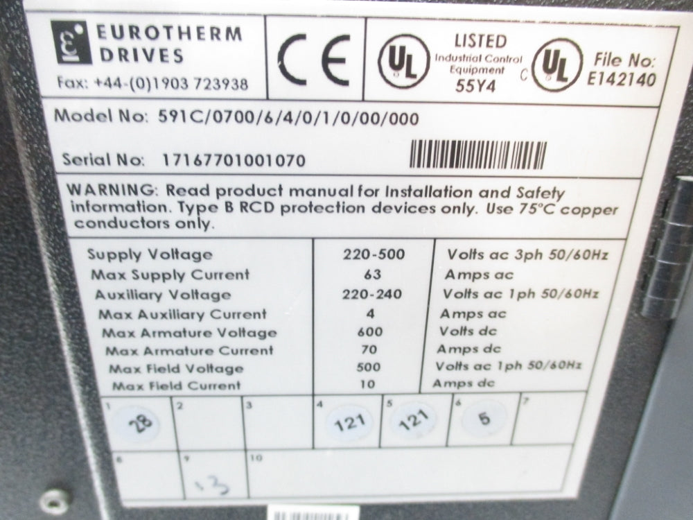 EUROTHERM DRIVES 591C/0700/6/4/0/1/0/00/000 UNMP