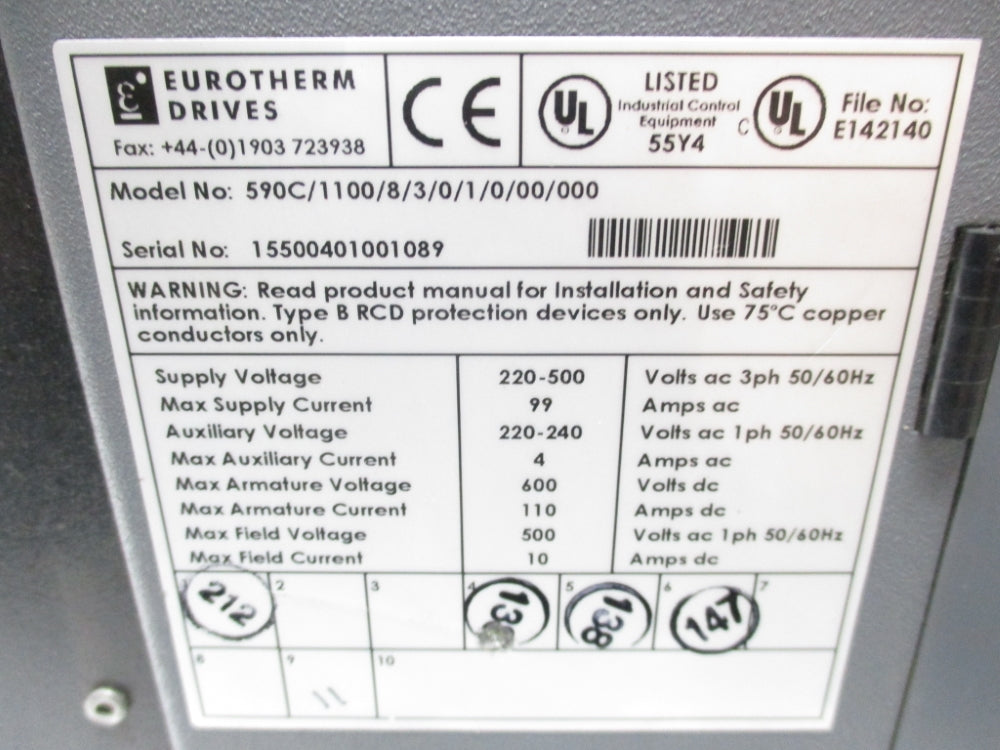 EUROTHERM DRIVES 590C/1100/8/3/0/1/0/00/000 UNMP