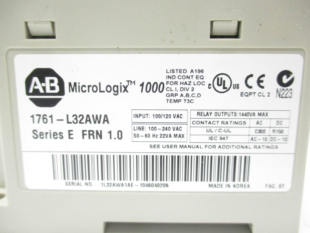 ALLEN BRADLEY 1761-L32AWA SER. E F/W 1.0 UNMP