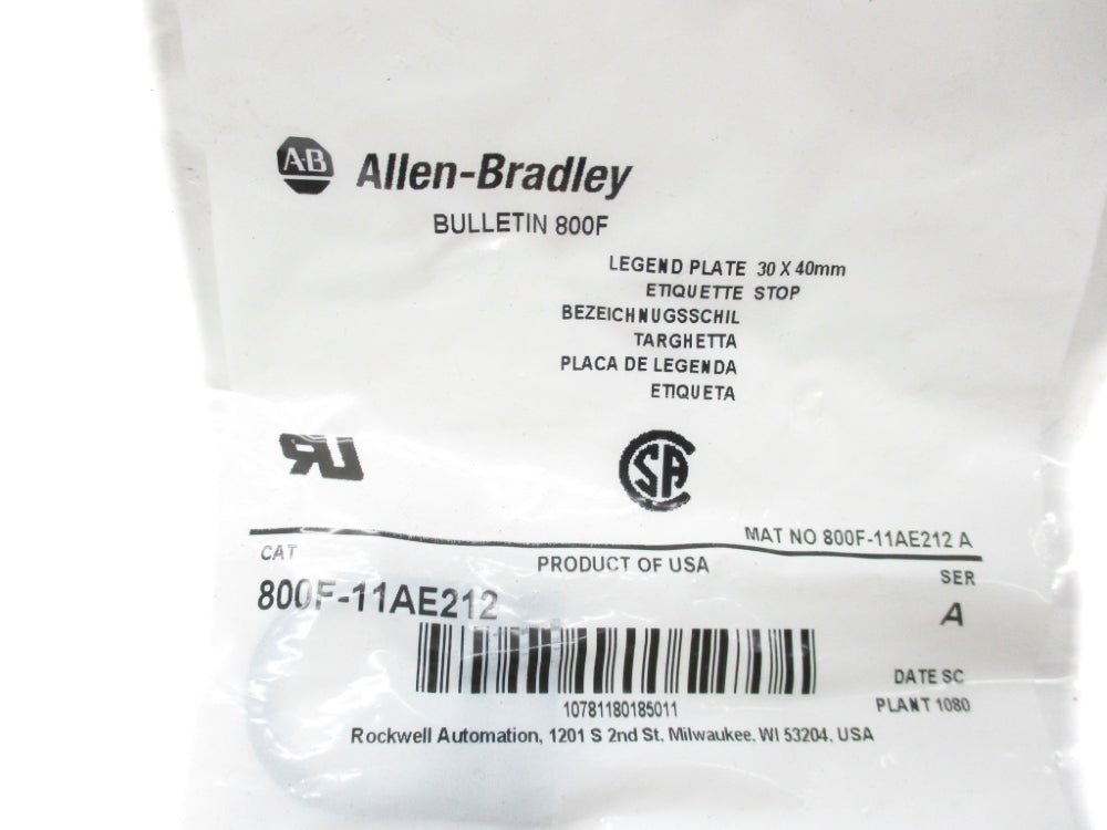 ALLEN BRADLEY 800F-11AE212 SER. A NSMP