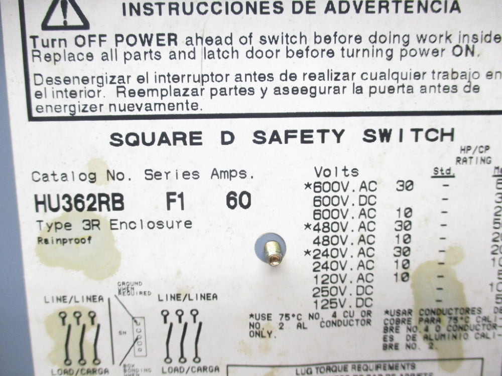 SQUARE D HU362RB SER. F1 (AS PICTURED) NSNP