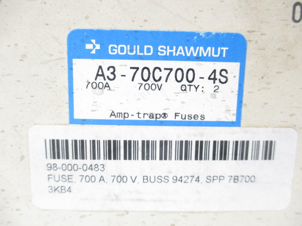 GOULD SHAWMUT A3-70C700-4S SER. Q 700VAC 700A (PKG OF 2) NSMP